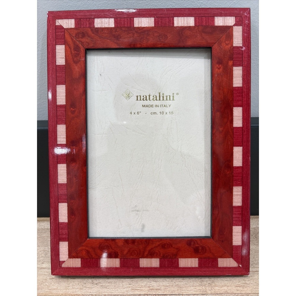 Natalini Picture Frame 4x6" Hand Made Italy Red Wood Marquetry